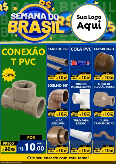 Modelo de Encarte para Encarte A4 Vertical com o tema Semana Do Brasil para Tubos e conexões