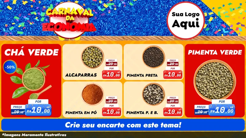 Modelo de TV para TV Horizontal com o tema Carnaval da Economia para Produtos Naturais