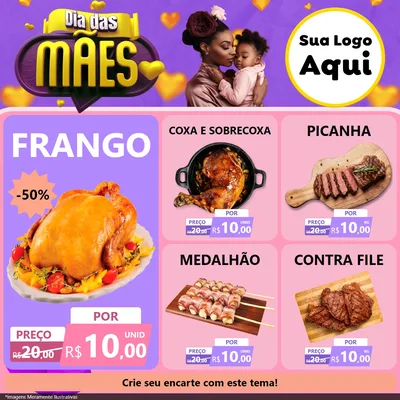 Modelo de Rede Social para Feed Facebook com o tema Dia das Mães para Assados