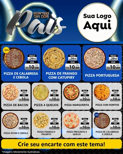 Modelo de Rede Social para Feed Instagram com o tema Sorteio Dia Dos Pais para Pizzaria