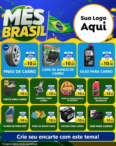 Modelo de Rede Social para Feed Instagram com o tema Mês do Brasil para Auto peças