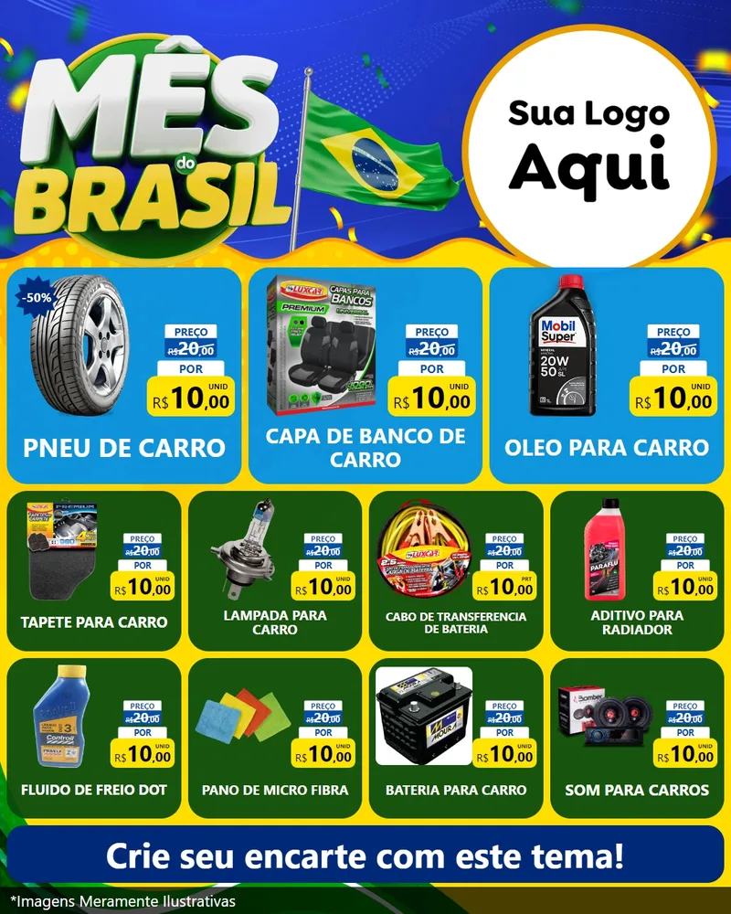 Modelo de Rede Social para Feed Instagram com o tema Mês do Brasil para Auto peças