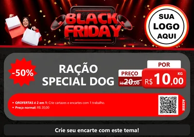 Modelo de Cartaz para Cartaz A4 Horizontal com o tema Black Friday para Pet Shop