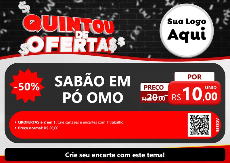 Modelo de Cartaz para Cartaz A4 Horizontal com o tema Quintou de Ofertas para Produtos de Limpeza