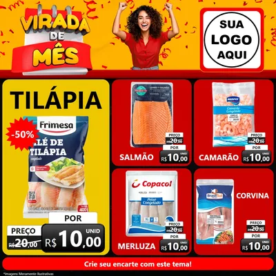 Modelo de Rede Social para Feed Facebook com o tema Virada de Mês para Peixaria