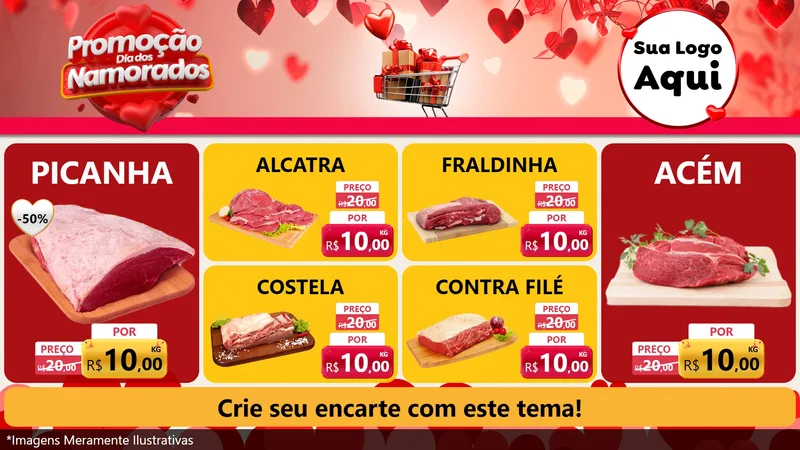Modelo de TV para TV Horizontal com o tema Promoção Dia dos Namorados para Açougue