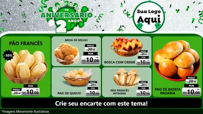 Modelo de TV para TV Horizontal com o tema Promoção de Aniversário - 2 Anos para Padaria