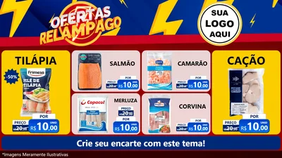 Modelo de TV para TV Horizontal com o tema Ofertas Relâmpago para Peixaria