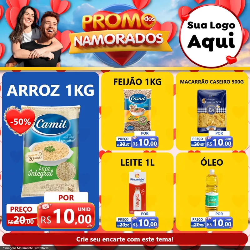 Modelo de Rede Social para Feed Facebook com o tema Promo dos Namorados para Supermercado