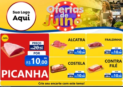 Modelo de Encarte para Encarte A4 Horizontal com o tema Ofertas de Julho para Açougue