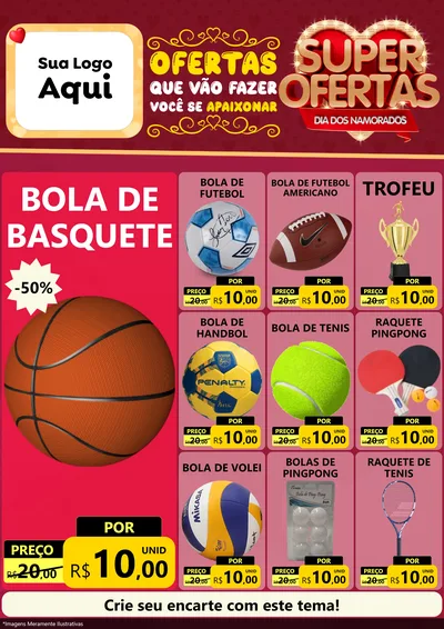 Modelo de Encarte para Encarte A4 Vertical com o tema Dia dos Namorados para Artigos Esportivos