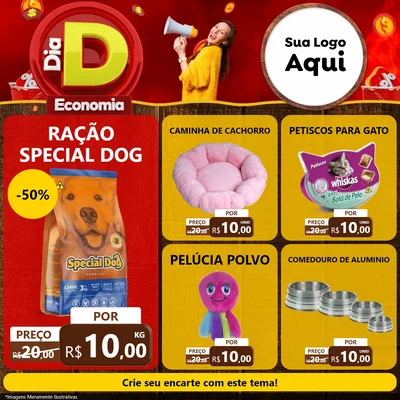 Modelo de Rede Social para Feed Facebook com o tema Dia D Economia para Pet Shop