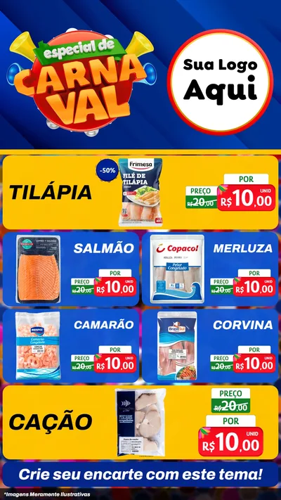 Modelo de TV para TV Vertical com o tema Especial de Carnaval para Peixaria
