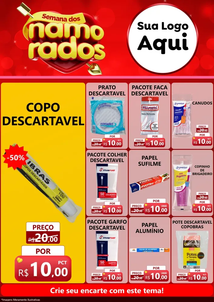 Modelo de Encarte para Encarte A4 Vertical com o tema Semana dos namorados para Embalagens