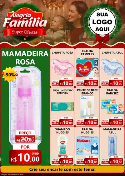 Modelo de Encarte para Encarte A4 Vertical com o tema Alegria Em Família - Super Ofertas para Bebês