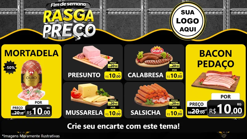 Modelo de TV para TV Horizontal com o tema Fim de Semana Rasga Preço para Frios e Laticínios
