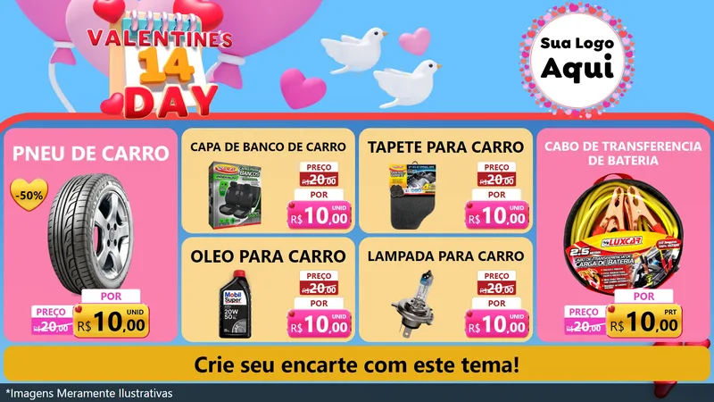 Modelo de TV para TV Horizontal com o tema Valentine's Day para Auto peças
