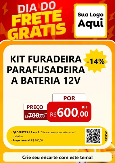 Modelo de Cartaz para Cartaz A4 Vertical com o tema Dia do Frete Grátis para Maquinas e Ferramentas