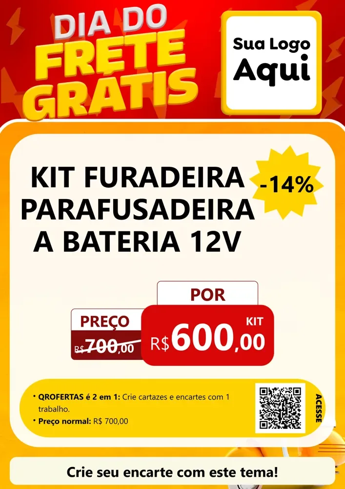 Modelo de Cartaz para Cartaz A4 Vertical com o tema Dia do Frete Grátis para Maquinas e Ferramentas