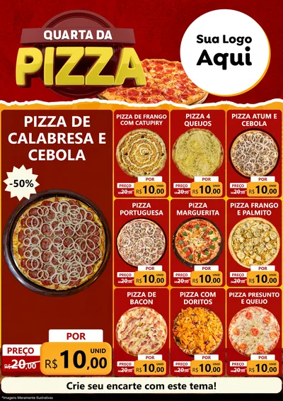 Modelo de Encarte para Encarte A4 Vertical com o tema Quarta da Pizza para Pizzaria