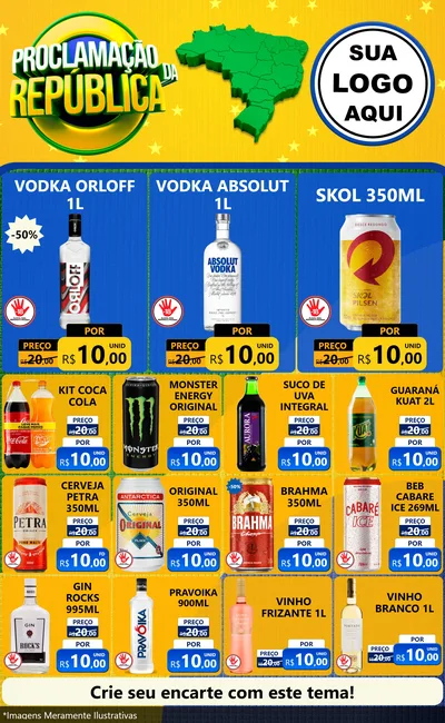 Modelo de Encarte para Encarte Grande com o tema Proclamação da República para Distribuidora de bebidas