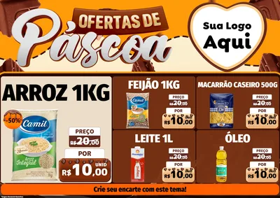 Modelo de Encarte para Encarte A4 Horizontal com o tema Ofertas de Páscoa para Supermercado