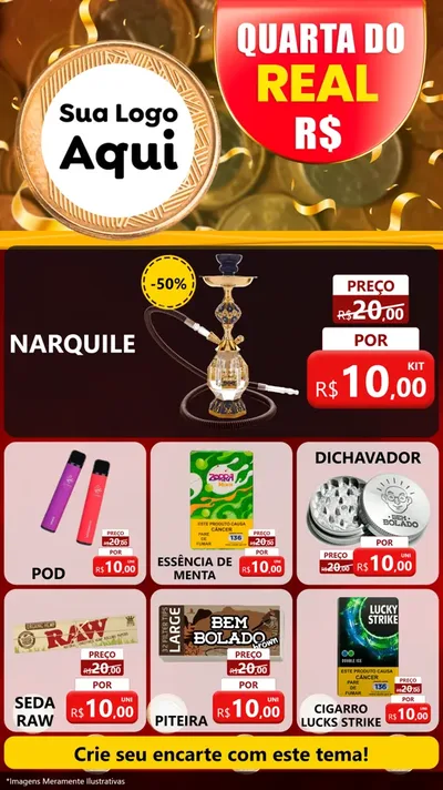 Modelo de Rede Social para Stories com o tema Quarta do Real para Tabacaria