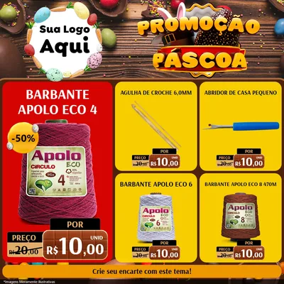 Modelo de Rede Social para Feed Facebook com o tema Promoção Páscoa para Armarinho e Aviamentos