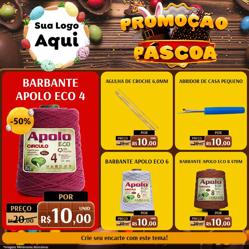 Modelo de Rede Social para Feed Facebook com o tema Promoção Páscoa para Armarinho e Aviamentos