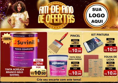 Modelo de Encarte para Encarte A4 Horizontal com o tema Fim de Ano de Ofertas para Tintas e Ferramentas