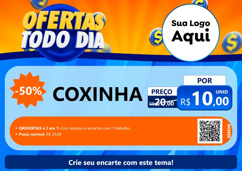 Modelo de Cartaz para Cartaz A4 Horizontal com o tema Ofertas Todo Dia para Salgadaria