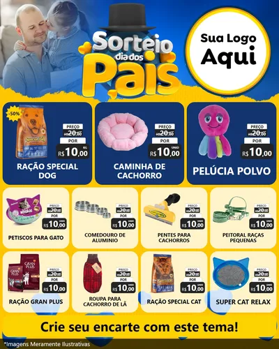 Modelo de Rede Social para Feed Instagram com o tema Sorteio Dia Dos Pais para Pet Shop