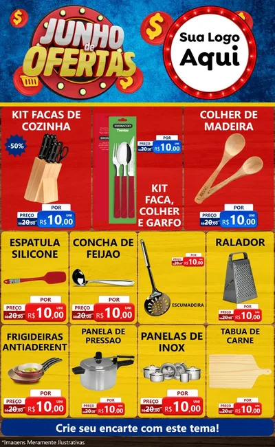 Modelo de Encarte para Encarte Grande com o tema Junho de Ofertas para Utilidades Domésticas