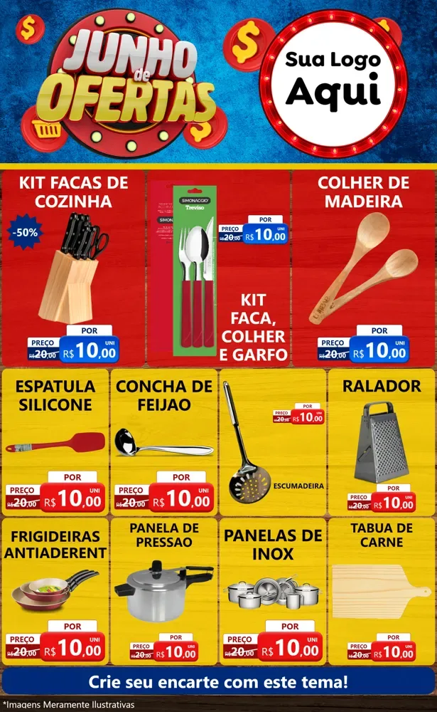 Modelo de Encarte para Encarte Grande com o tema Junho de Ofertas para Utilidades Domésticas