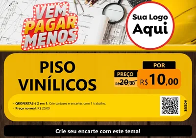Modelo de Cartaz para Cartaz A4 Horizontal com o tema Vem Pagar Menos - Construção para Material para Construção