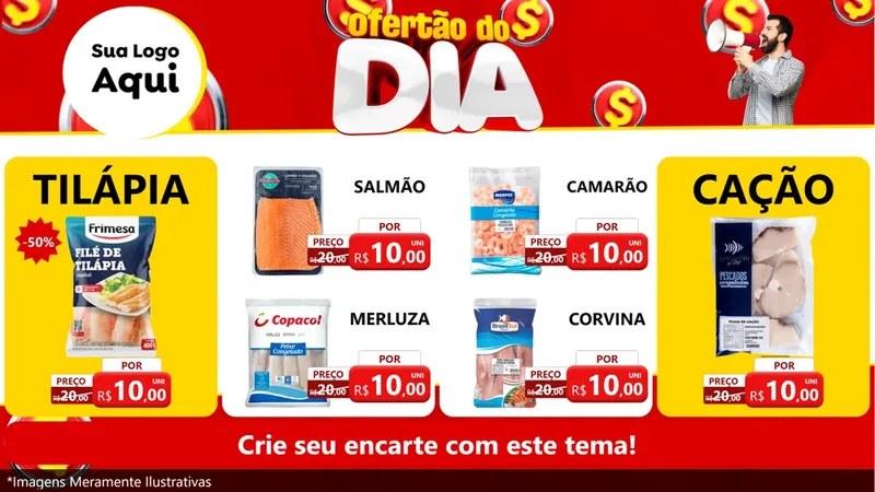 Modelo de TV para TV Horizontal com o tema Ofertão do dia para Peixaria