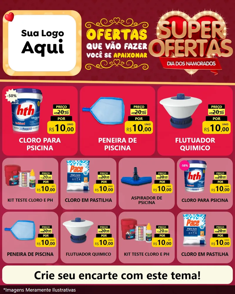 Modelo de Rede Social para Feed Instagram com o tema Dia dos Namorados para Produtos para Piscina