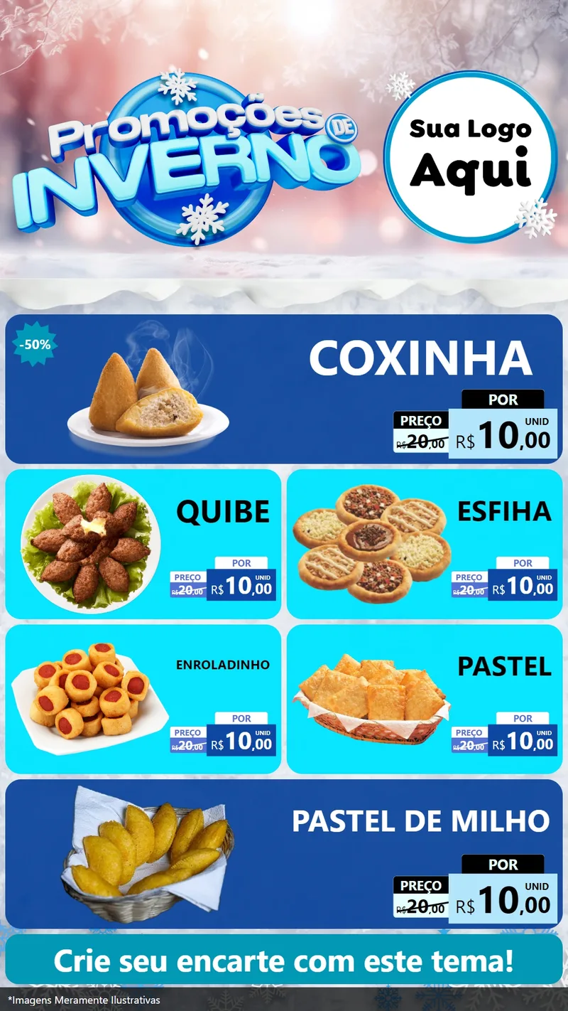 Modelo de TV para TV Vertical com o tema Promoções de Inverno para Salgadaria