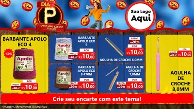 Modelo de TV para TV Horizontal com o tema Dia P - O Dia Mais Barato Do Mês para Armarinho e Aviamentos