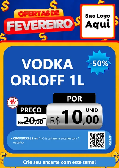 Modelo de Cartaz para Cartaz A4 Vertical com o tema Ofertas de Fevereiro para Distribuidora de bebidas