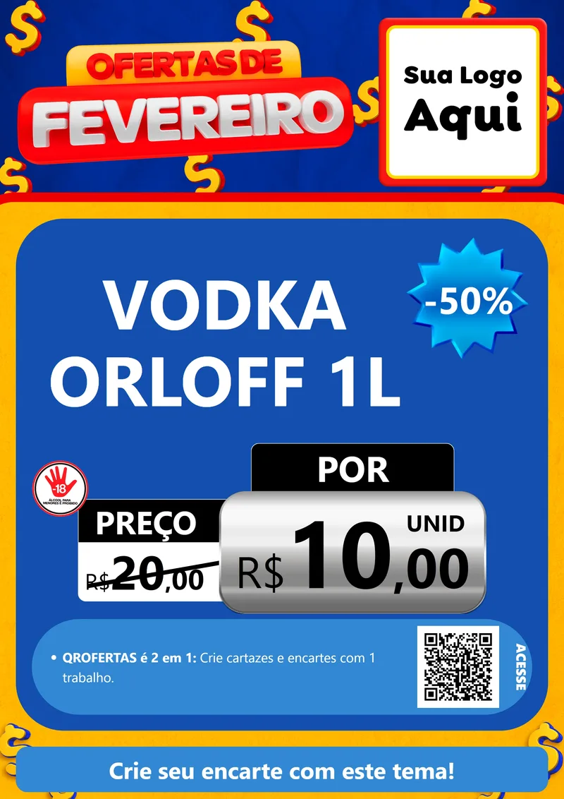 Modelo de Cartaz para Cartaz A4 Vertical com o tema Ofertas de Fevereiro para Distribuidora de bebidas