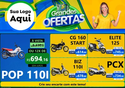 Modelo de Encarte para Encarte A4 Horizontal com o tema Grandes Ofertas para Concessionaria de Motos