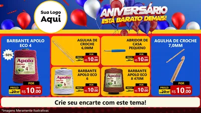 Modelo de TV para TV Horizontal com o tema Aniversário para Armarinho e Aviamentos