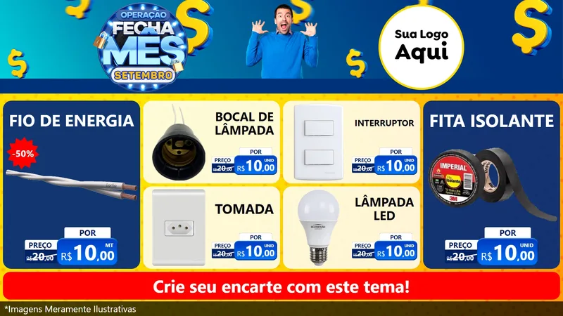 Modelo de TV para TV Horizontal com o tema Operação Fecha Mês Setembro para Materiais Elétricos