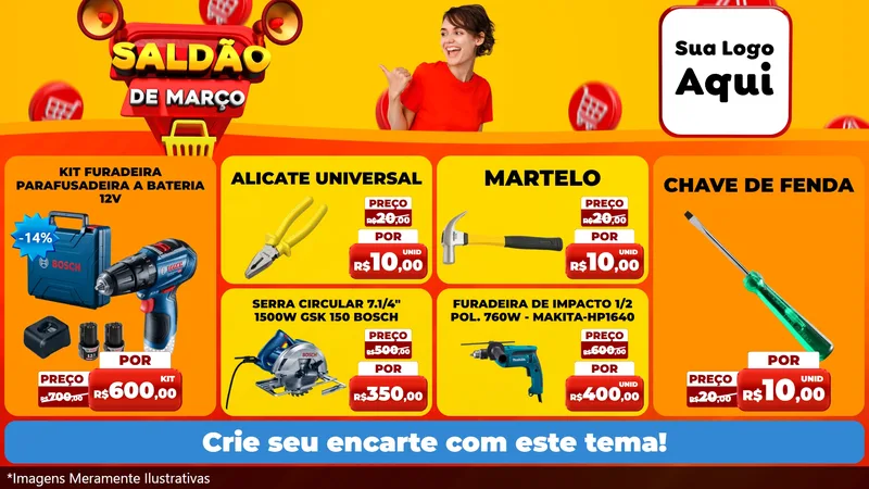 Modelo de TV para TV Horizontal com o tema Saldão de Março para Maquinas e Ferramentas