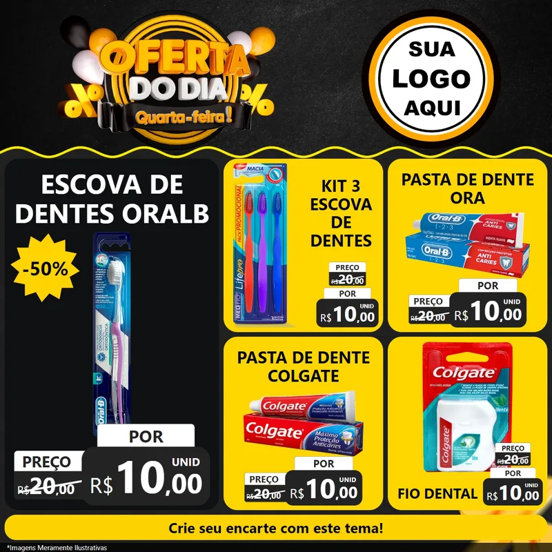 Modelo de Rede Social para Feed Facebook com o tema Oferta do Dia - Quarta Feira! para Higiene Pessoal
