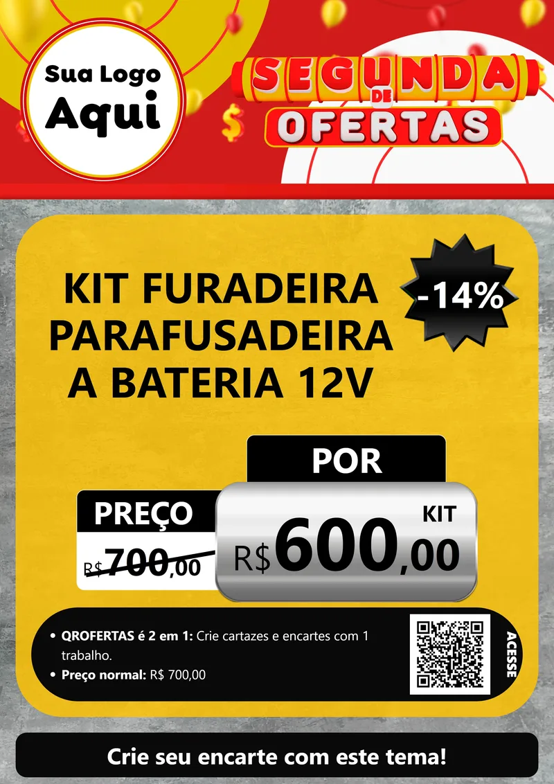 Modelo de Cartaz para Cartaz A4 Vertical com o tema Segunda de Ofertas para Maquinas e Ferramentas