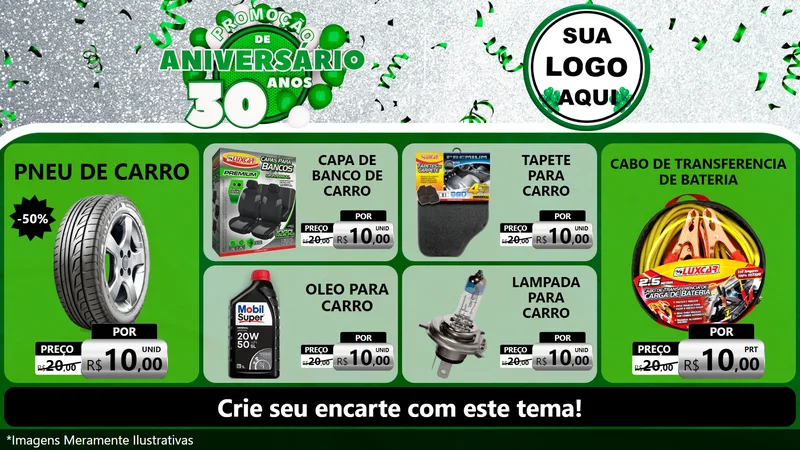 Modelo de TV para TV Horizontal com o tema Promoção de Aniversário - 30 Anos para Auto peças