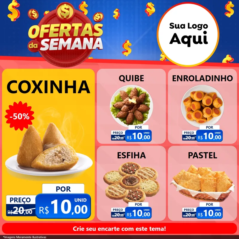 Modelo de Rede Social para Feed Facebook com o tema Ofertas Da Semana para Salgadaria
