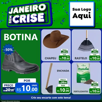 Modelo de Rede Social para Feed Facebook com o tema Janeiro Sem Crise para Agropecuária
